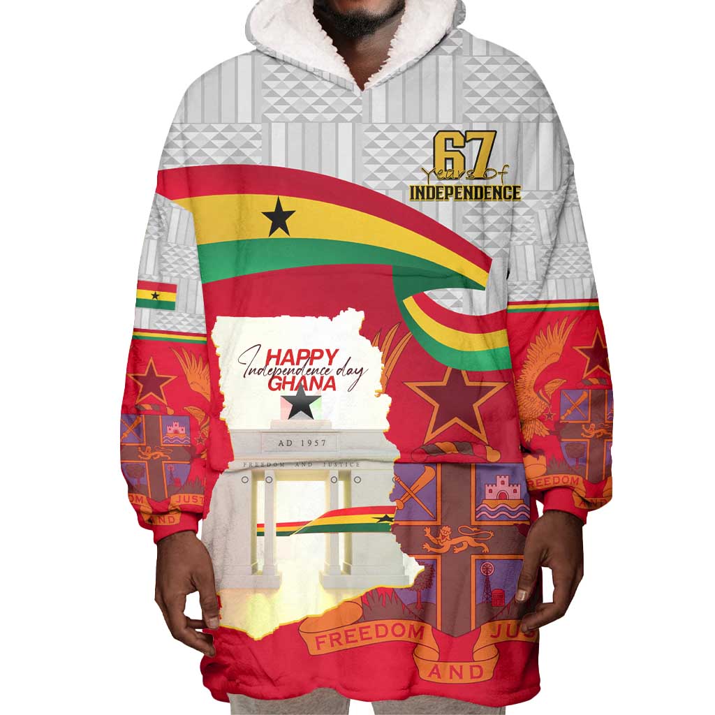 Ghana Independence Day Wearable Blanket Hoodie Gana Map Happy 67 Years Anniversary LT14