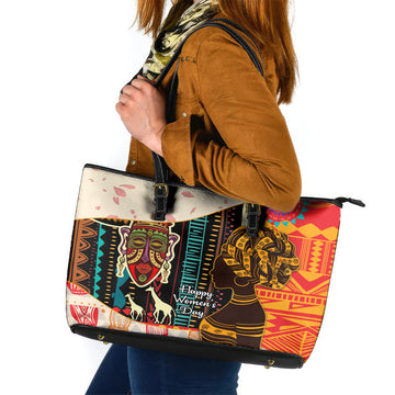 Africa International Women Day Leather Tote Bag African Pattern LT14