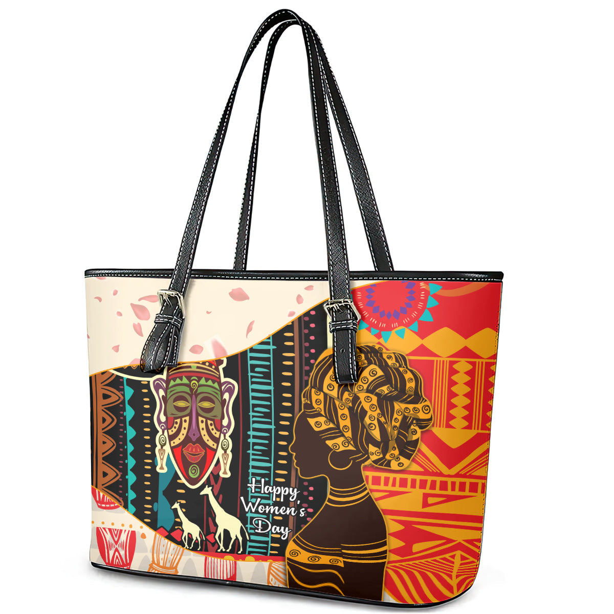 Africa International Women Day Leather Tote Bag African Pattern LT14