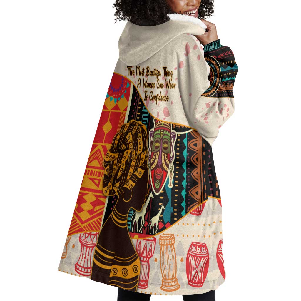 Africa International Women Day Wearable Blanket Hoodie African Pattern LT14