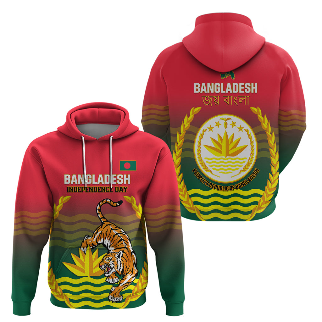 Bangladesh Independence Day Hoodie Royal Bengal Tiger With Coat Of Arms LT14