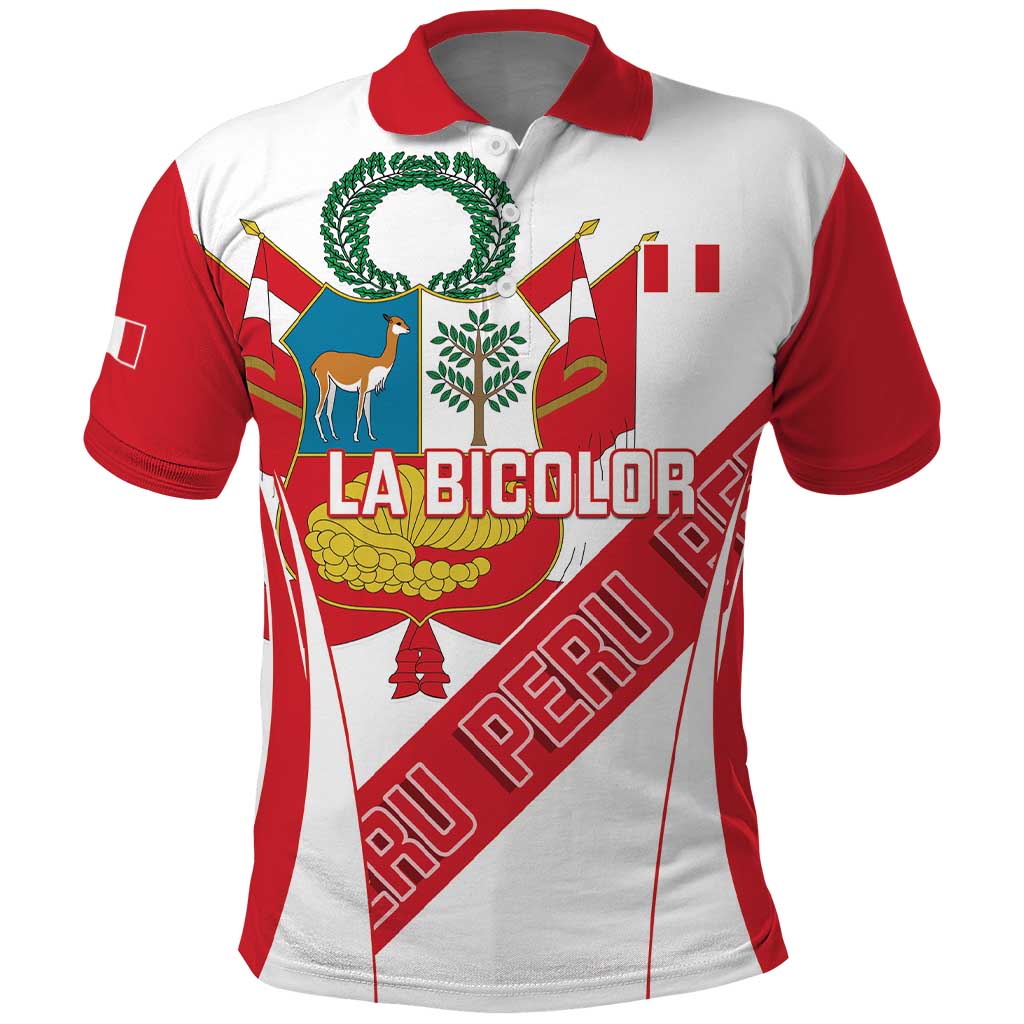 Custom Peru Football Polo Shirt La Bicolor Coat Of Arms Style LT14