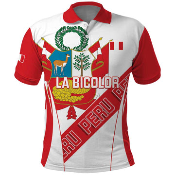 Custom Peru Football Polo Shirt La Bicolor Coat Of Arms Style LT14