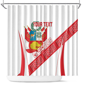 Custom Peru Football Shower Curtain La Bicolor Coat Of Arms Style LT14