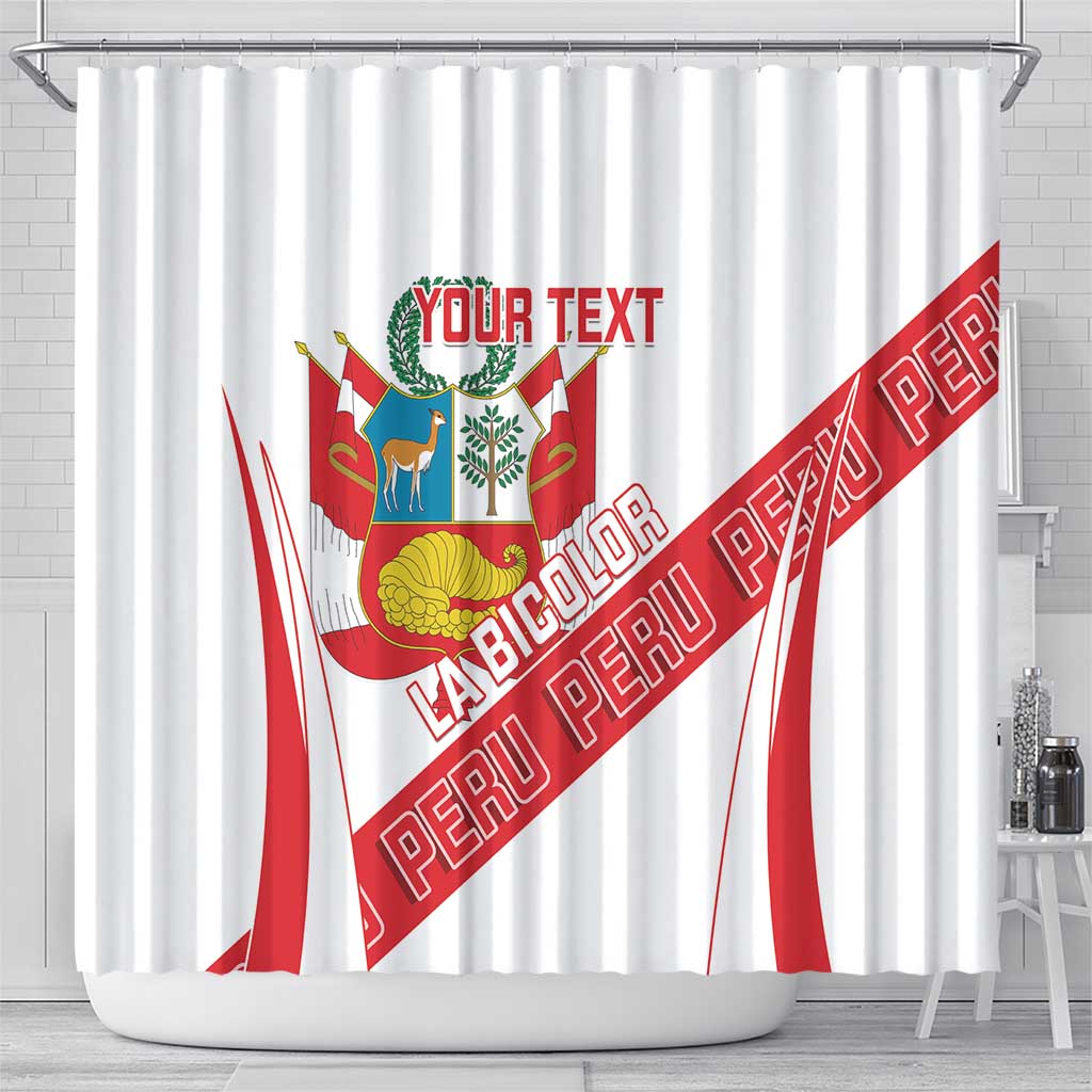 Custom Peru Football Shower Curtain La Bicolor Coat Of Arms Style LT14