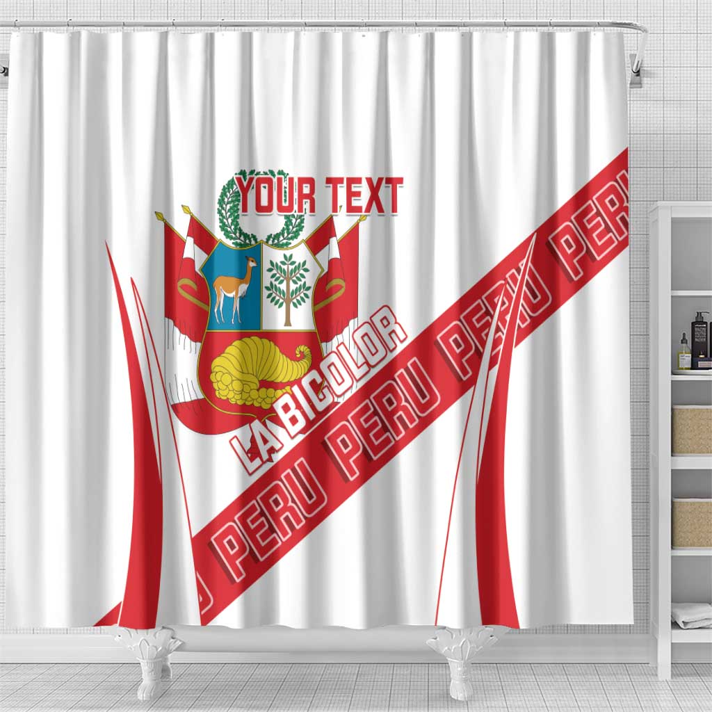 Custom Peru Football Shower Curtain La Bicolor Coat Of Arms Style LT14