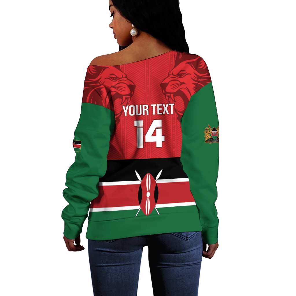 Custom Kenya Football Off Shoulder Sweater Go Harambee Stars African Pattern LT14