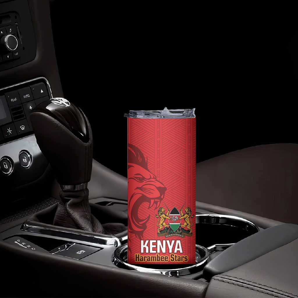Custom Kenya Football Skinny Tumbler Go Harambee Stars African Pattern LT14