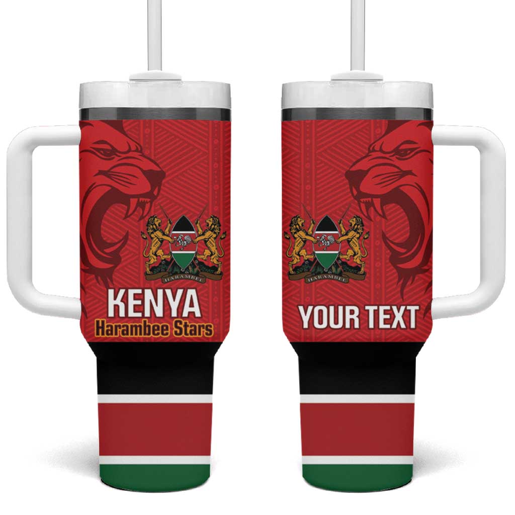 Custom Kenya Football Tumbler With Handle Go Harambee Stars African Pattern LT14