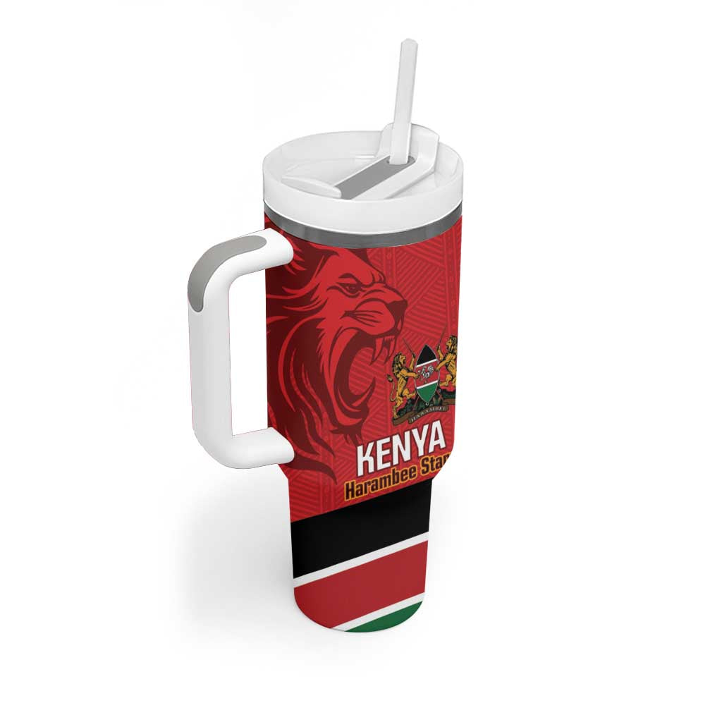 Custom Kenya Football Tumbler With Handle Go Harambee Stars African Pattern LT14