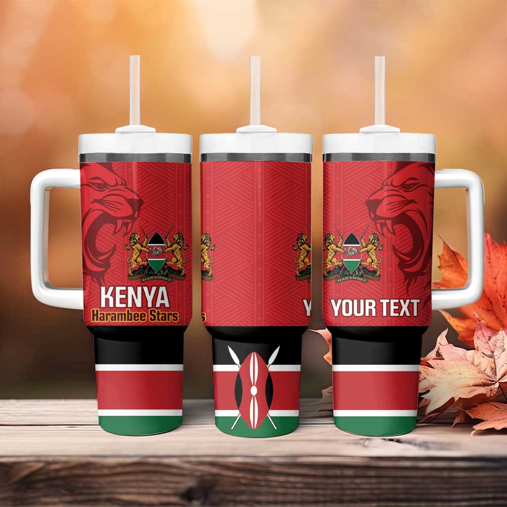 Custom Kenya Football Tumbler With Handle Go Harambee Stars African Pattern LT14