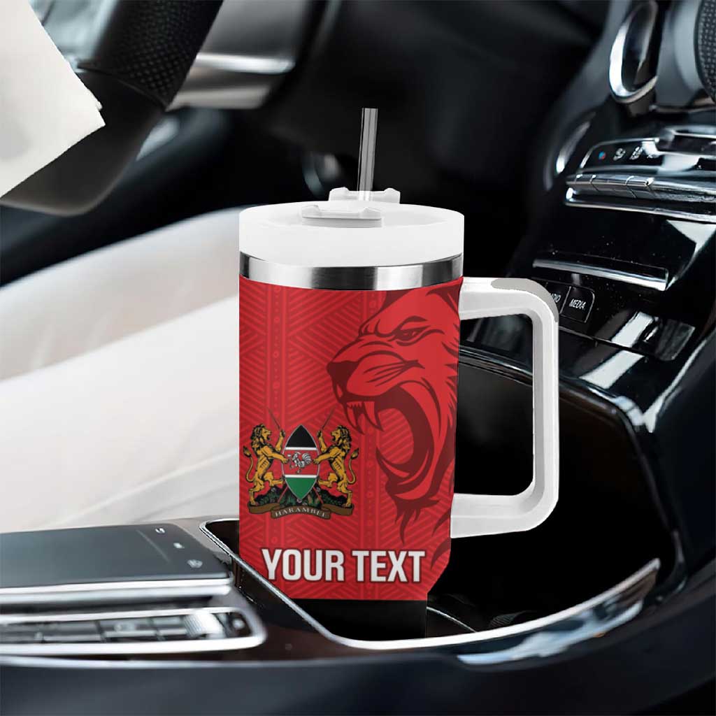 Custom Kenya Football Tumbler With Handle Go Harambee Stars African Pattern LT14