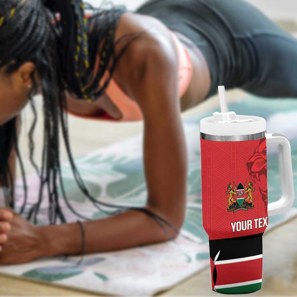 Custom Kenya Football Tumbler With Handle Go Harambee Stars African Pattern LT14