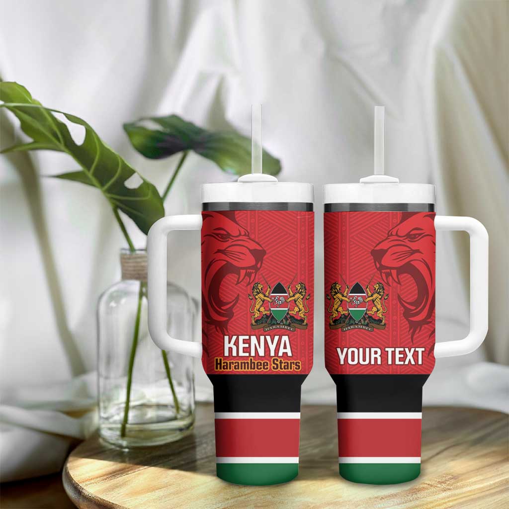 Custom Kenya Football Tumbler With Handle Go Harambee Stars African Pattern LT14