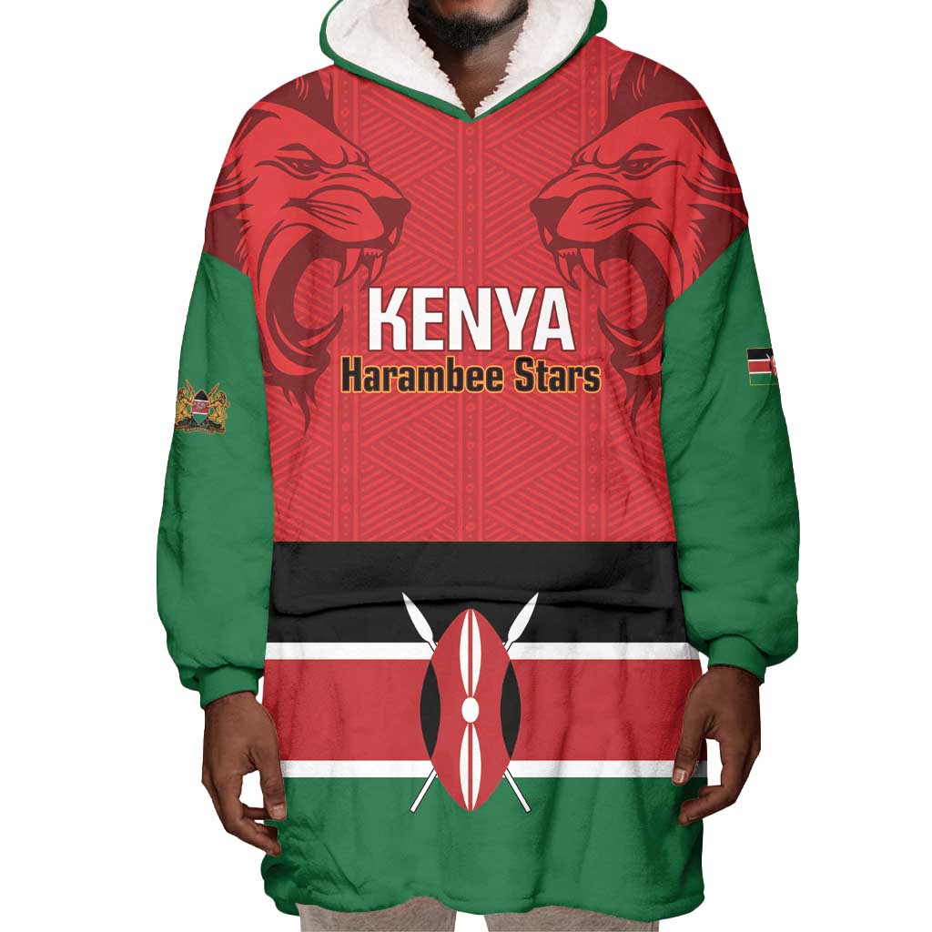 Custom Kenya Football Wearable Blanket Hoodie Go Harambee Stars African Pattern LT14