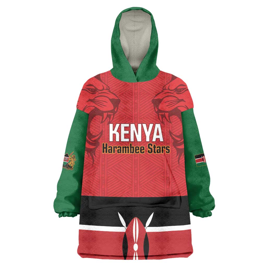 Custom Kenya Football Wearable Blanket Hoodie Go Harambee Stars African Pattern LT14