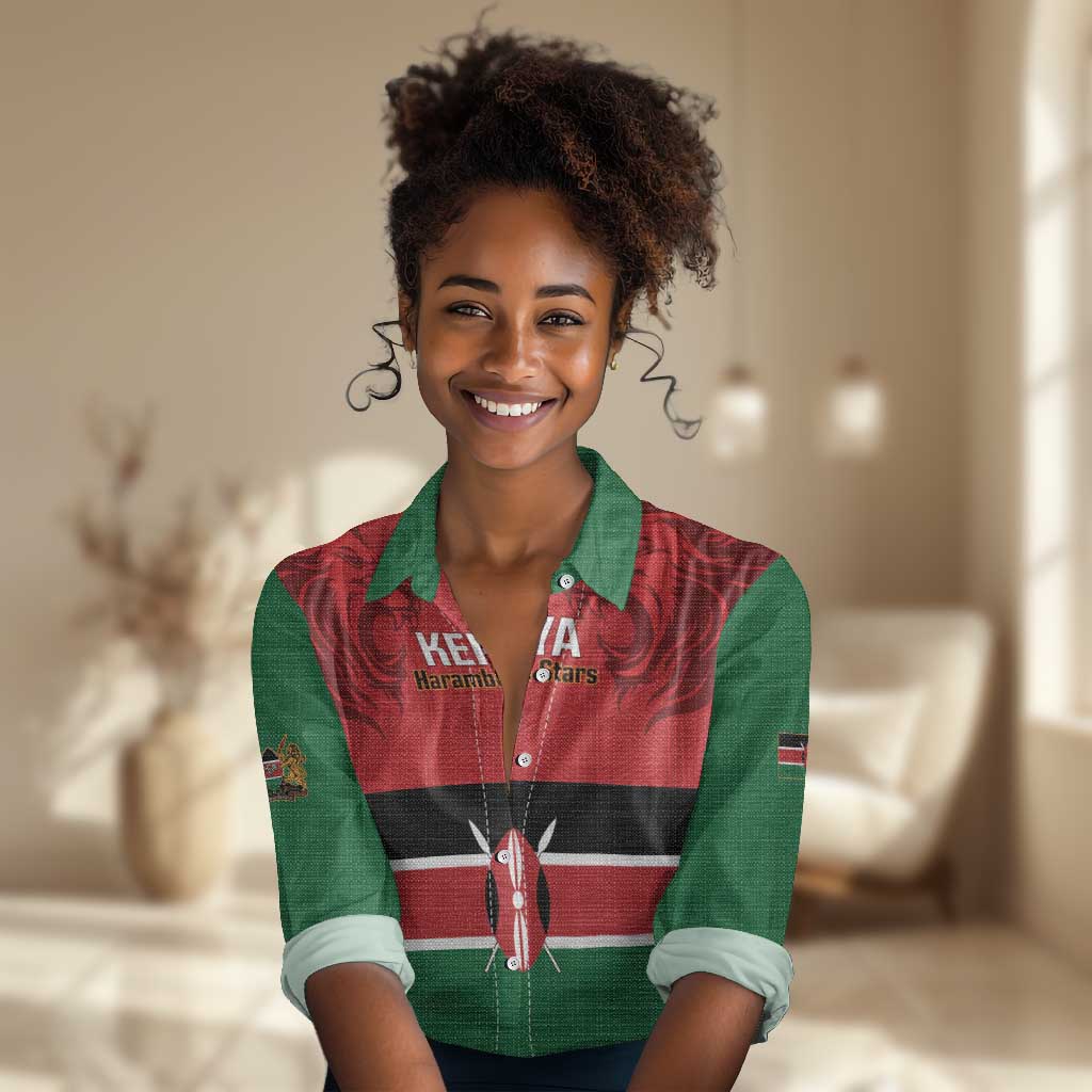Custom Kenya Football Women Casual Shirt Go Harambee Stars African Pattern LT14