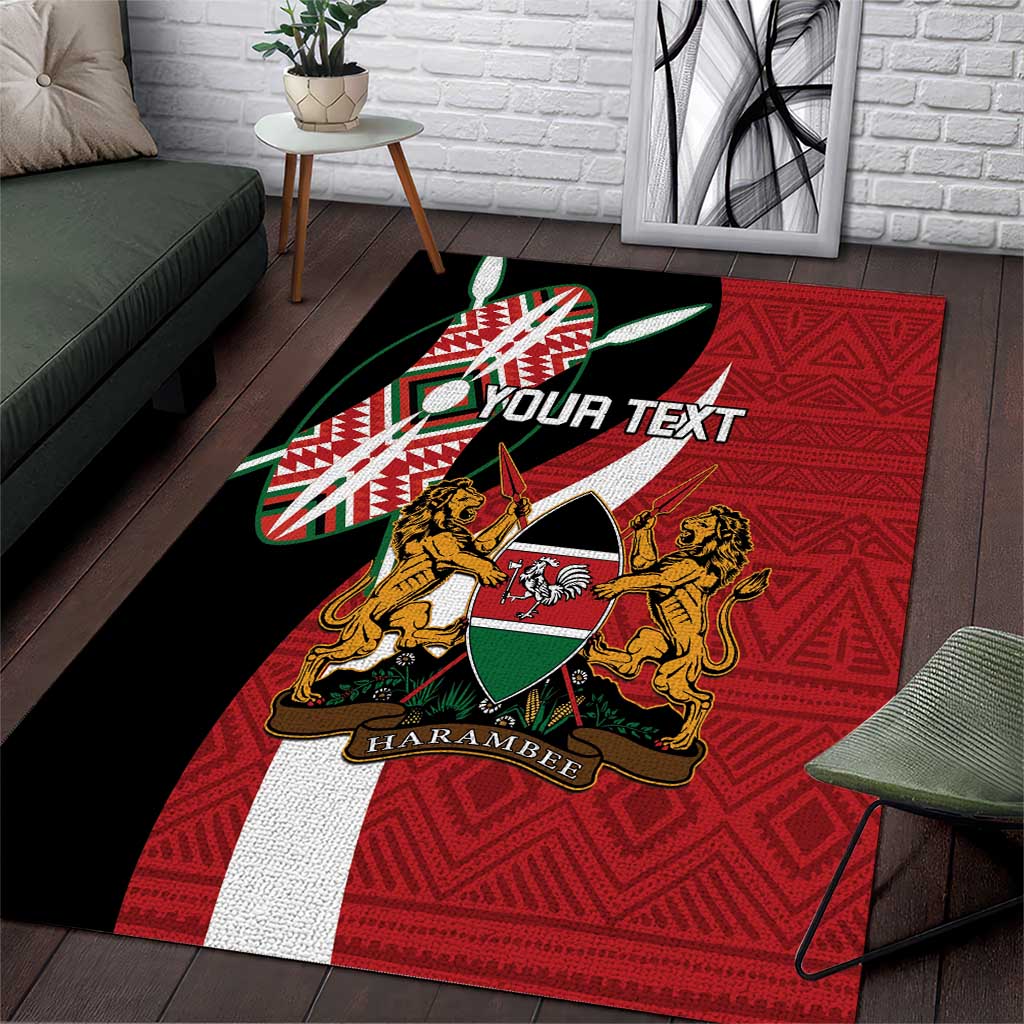 Custom Kenya Football Area Rug Maasai Shield Coat Of Arms Style LT14