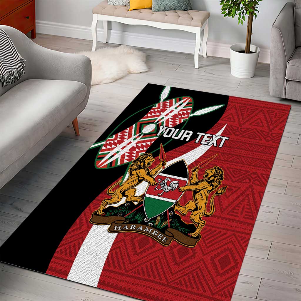 Custom Kenya Football Area Rug Maasai Shield Coat Of Arms Style LT14