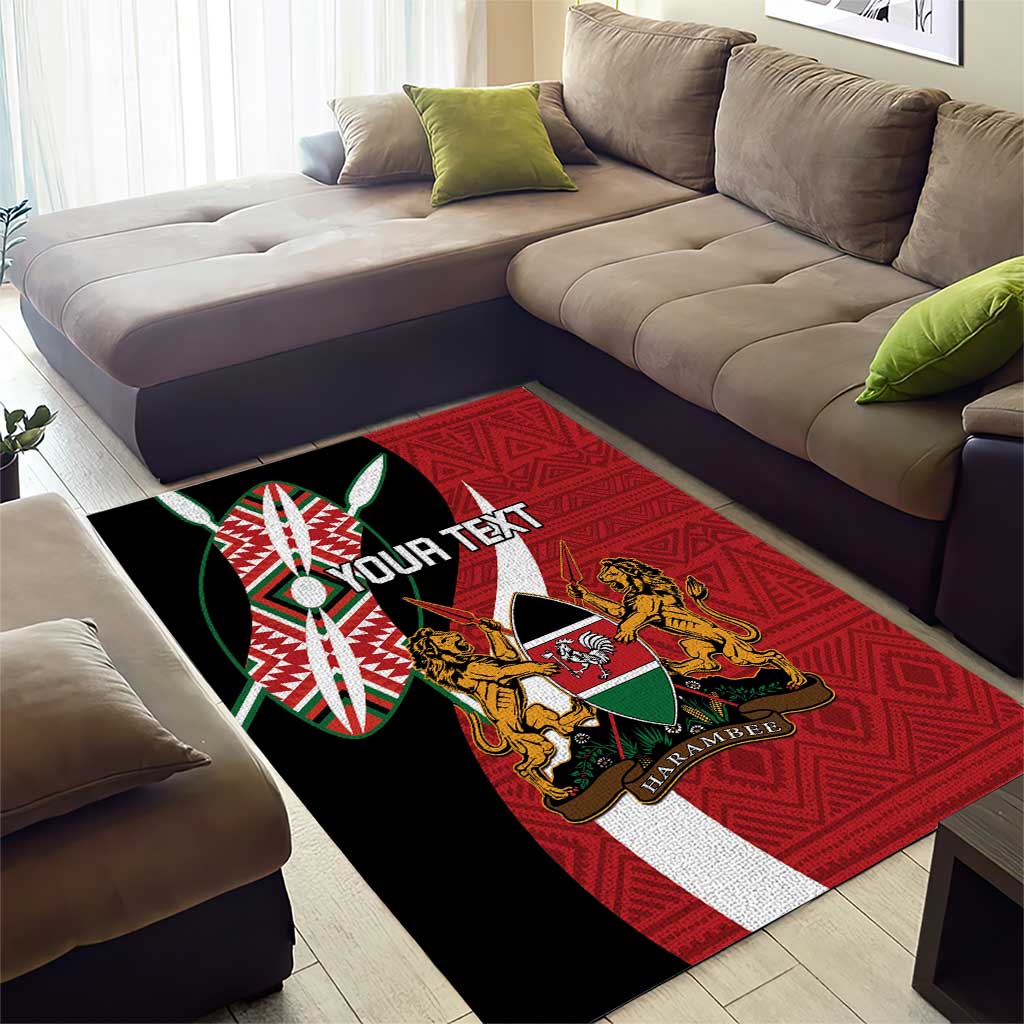 Custom Kenya Football Area Rug Maasai Shield Coat Of Arms Style LT14