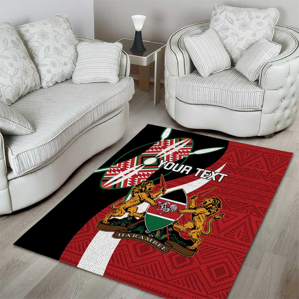 Custom Kenya Football Area Rug Maasai Shield Coat Of Arms Style LT14