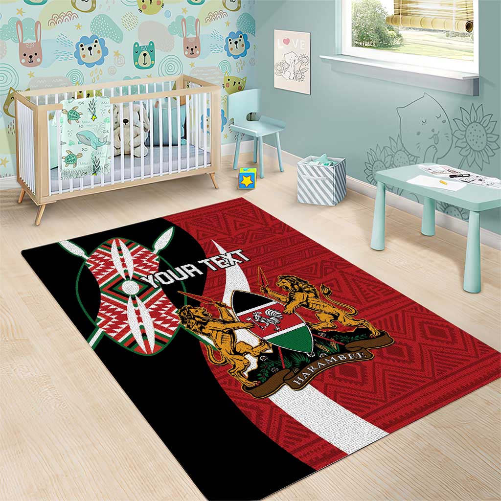 Custom Kenya Football Area Rug Maasai Shield Coat Of Arms Style LT14