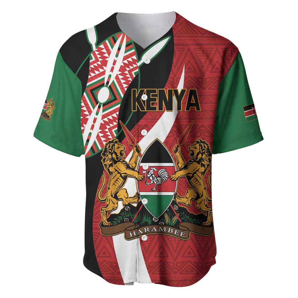 Custom Kenya Football Baseball Jersey Maasai Shield Coat Of Arms Style LT14