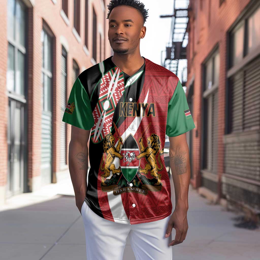 Custom Kenya Football Baseball Jersey Maasai Shield Coat Of Arms Style LT14