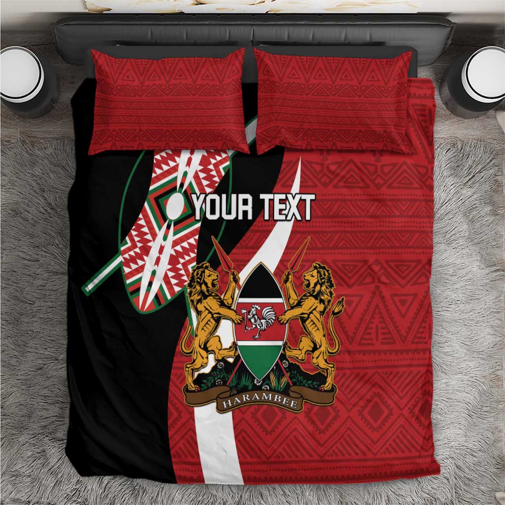 Custom Kenya Football Bedding Set Maasai Shield Coat Of Arms Style LT14