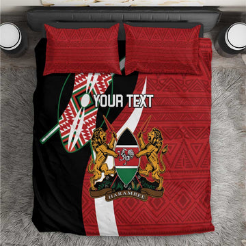 Custom Kenya Football Bedding Set Maasai Shield Coat Of Arms Style LT14