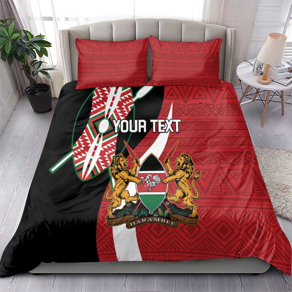 Custom Kenya Football Bedding Set Maasai Shield Coat Of Arms Style LT14