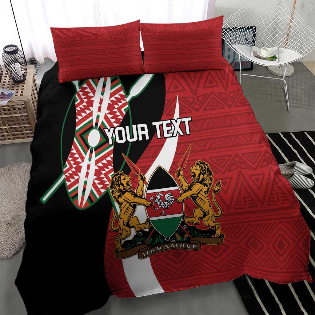 Custom Kenya Football Bedding Set Maasai Shield Coat Of Arms Style LT14