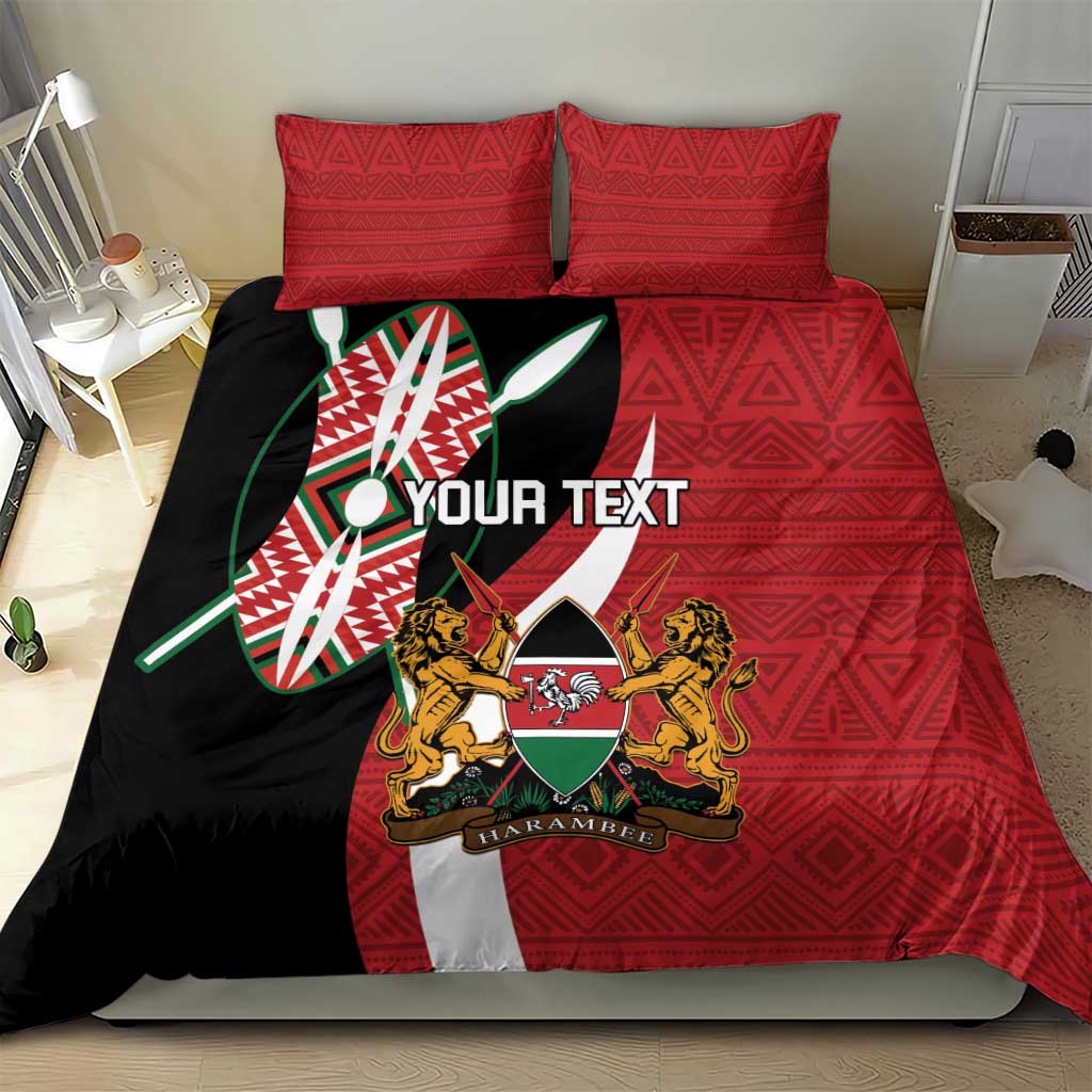 Custom Kenya Football Bedding Set Maasai Shield Coat Of Arms Style LT14