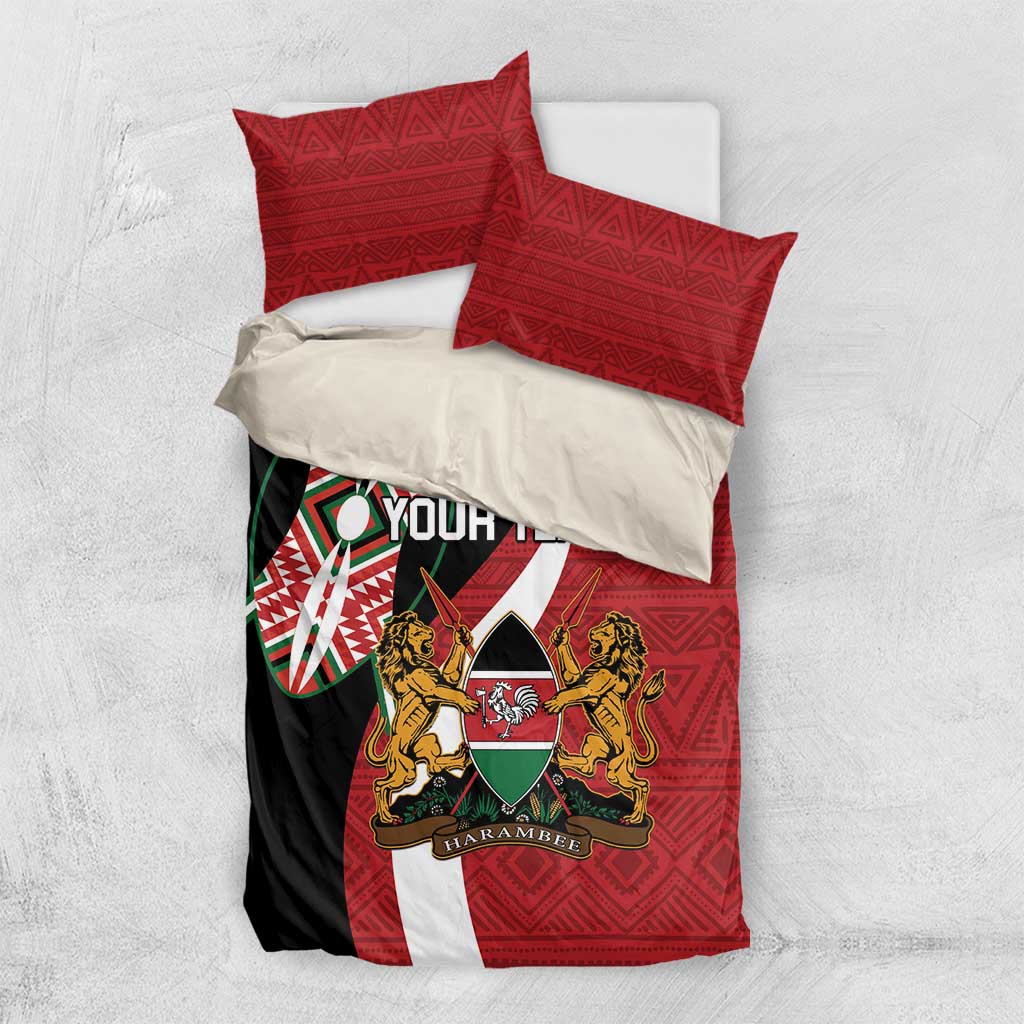 Custom Kenya Football Bedding Set Maasai Shield Coat Of Arms Style LT14