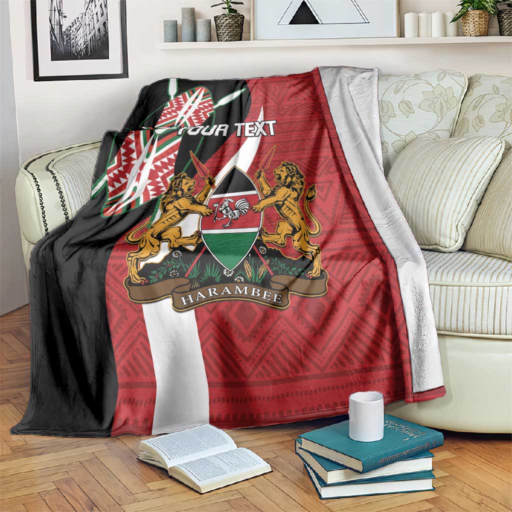 Custom Kenya Football Blanket Maasai Shield Coat Of Arms Style LT14