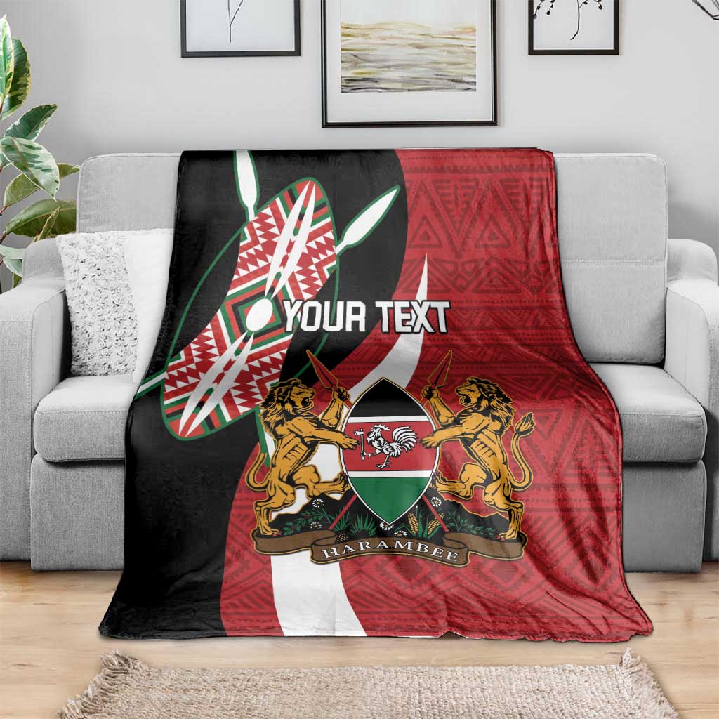 Custom Kenya Football Blanket Maasai Shield Coat Of Arms Style LT14