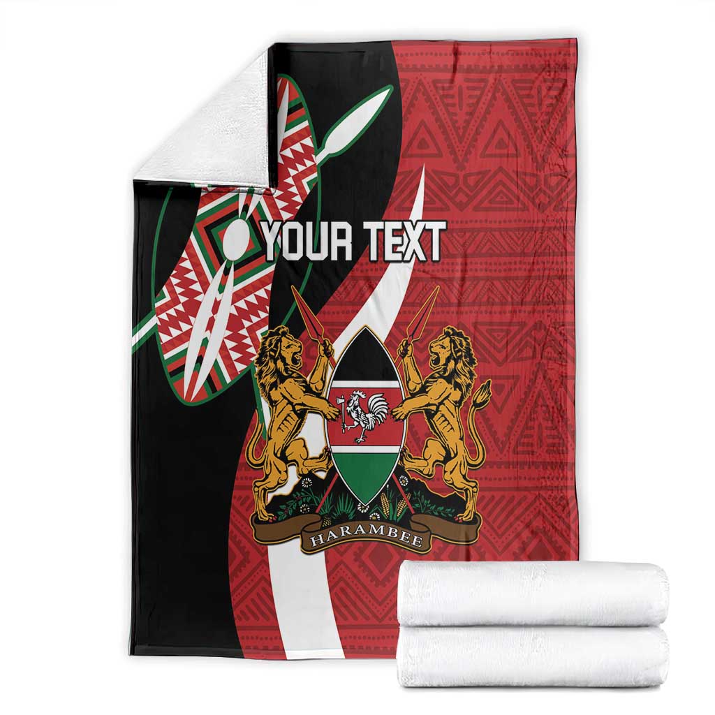 Custom Kenya Football Blanket Maasai Shield Coat Of Arms Style LT14