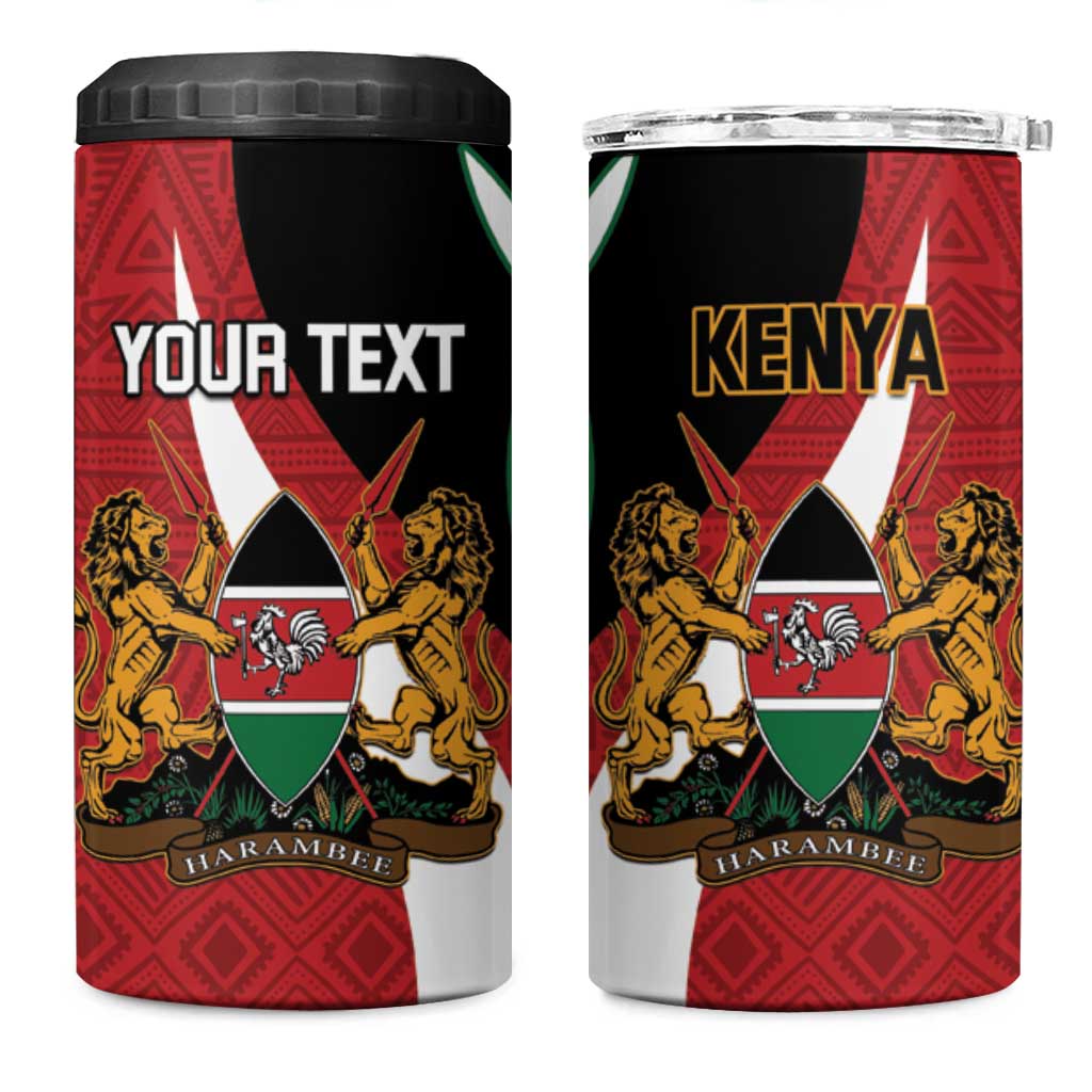 Custom Kenya Football 4 in 1 Can Cooler Tumbler Maasai Shield Coat Of Arms Style LT14