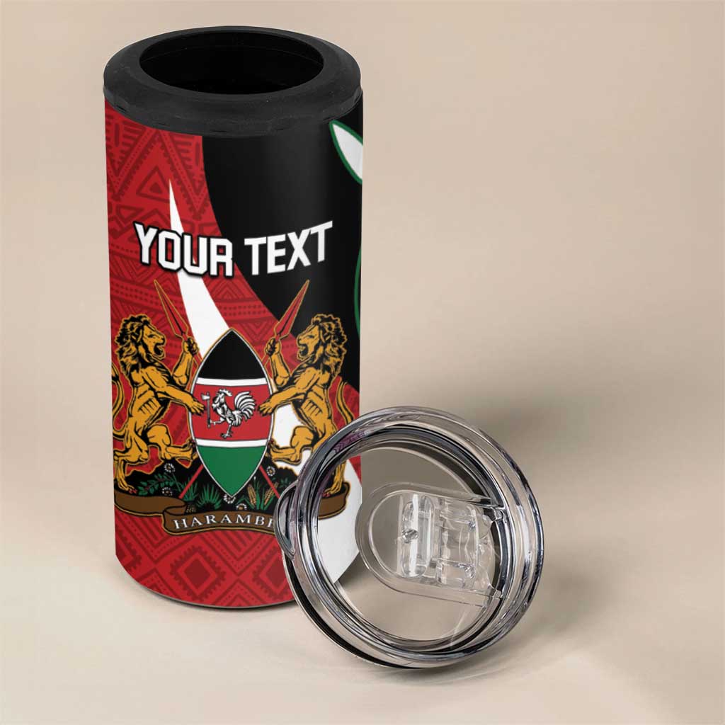 Custom Kenya Football 4 in 1 Can Cooler Tumbler Maasai Shield Coat Of Arms Style LT14