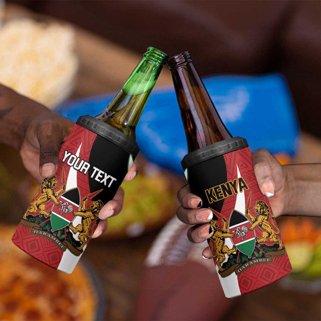 Custom Kenya Football 4 in 1 Can Cooler Tumbler Maasai Shield Coat Of Arms Style LT14