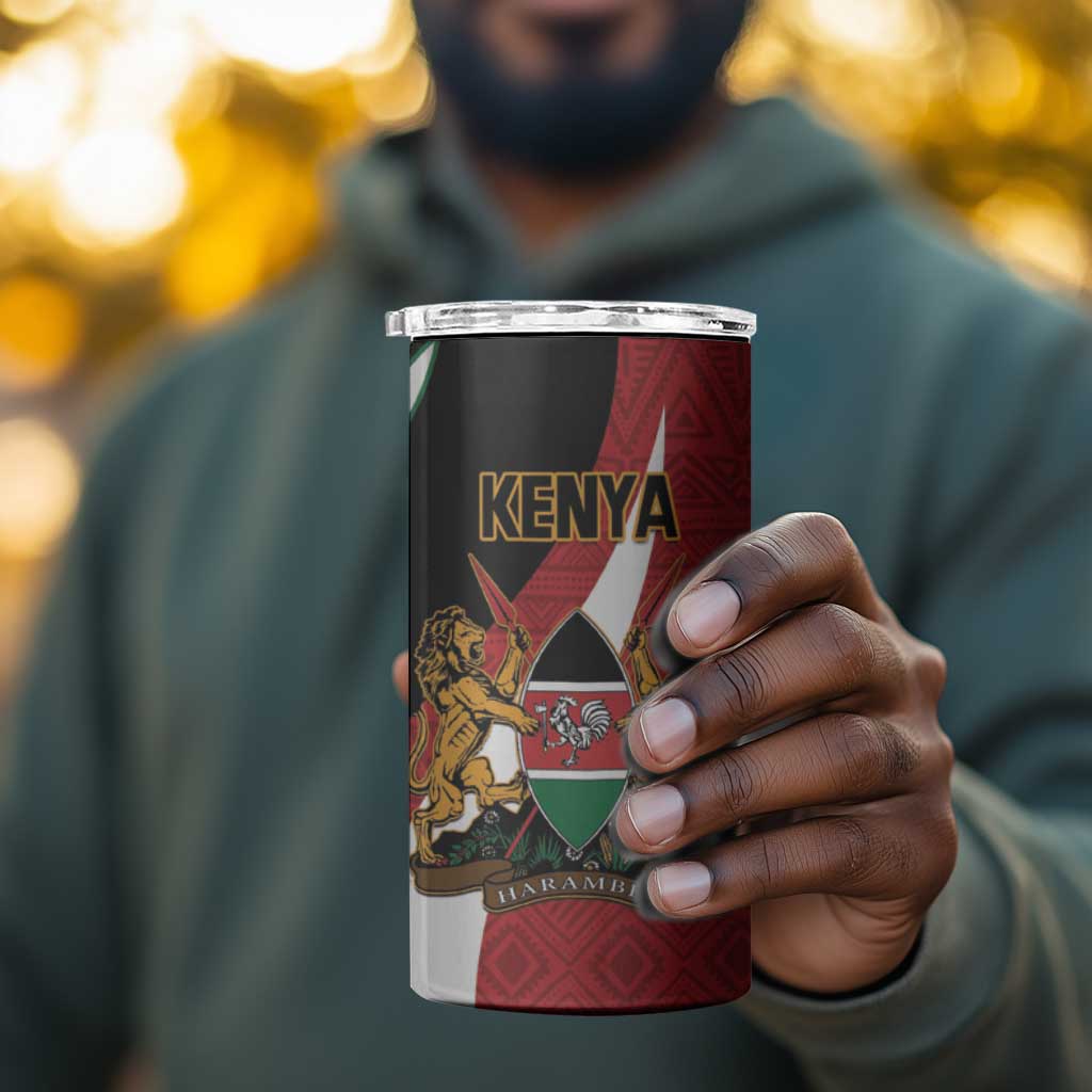 Custom Kenya Football 4 in 1 Can Cooler Tumbler Maasai Shield Coat Of Arms Style LT14