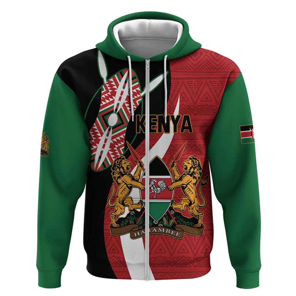 Custom Kenya Football Hoodie Maasai Shield Coat Of Arms Style LT14