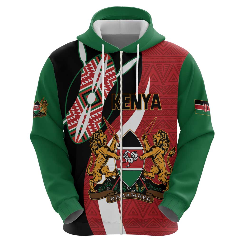 Custom Kenya Football Hoodie Maasai Shield Coat Of Arms Style LT14
