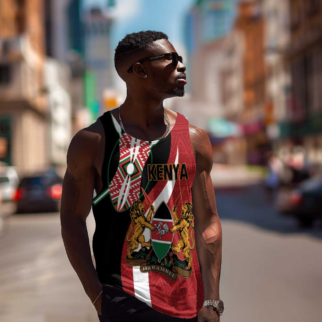 Custom Kenya Football Men Tank Top Maasai Shield Coat Of Arms Style LT14