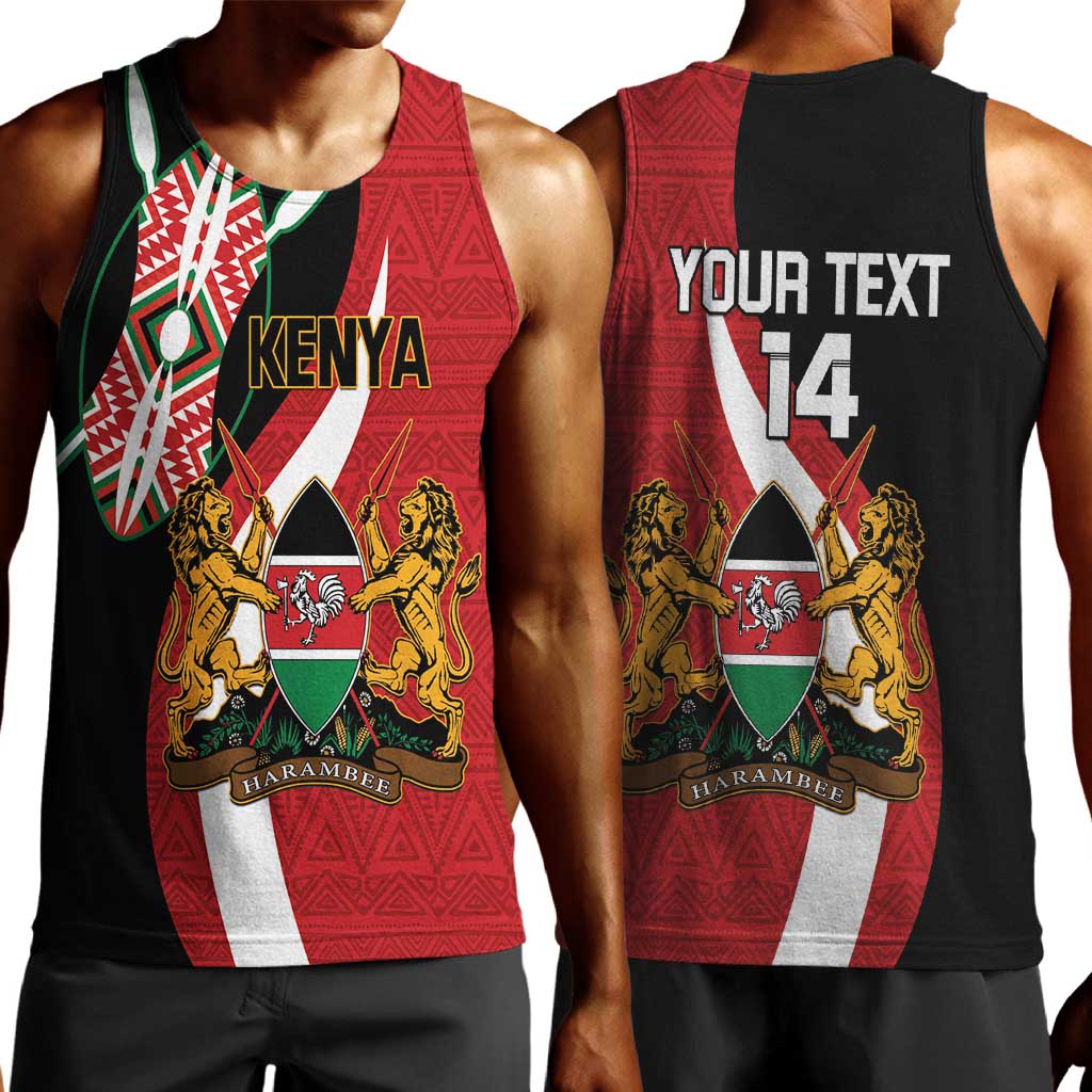Custom Kenya Football Men Tank Top Maasai Shield Coat Of Arms Style LT14