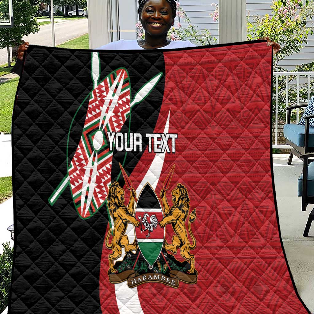 Custom Kenya Football Quilt Maasai Shield Coat Of Arms Style LT14