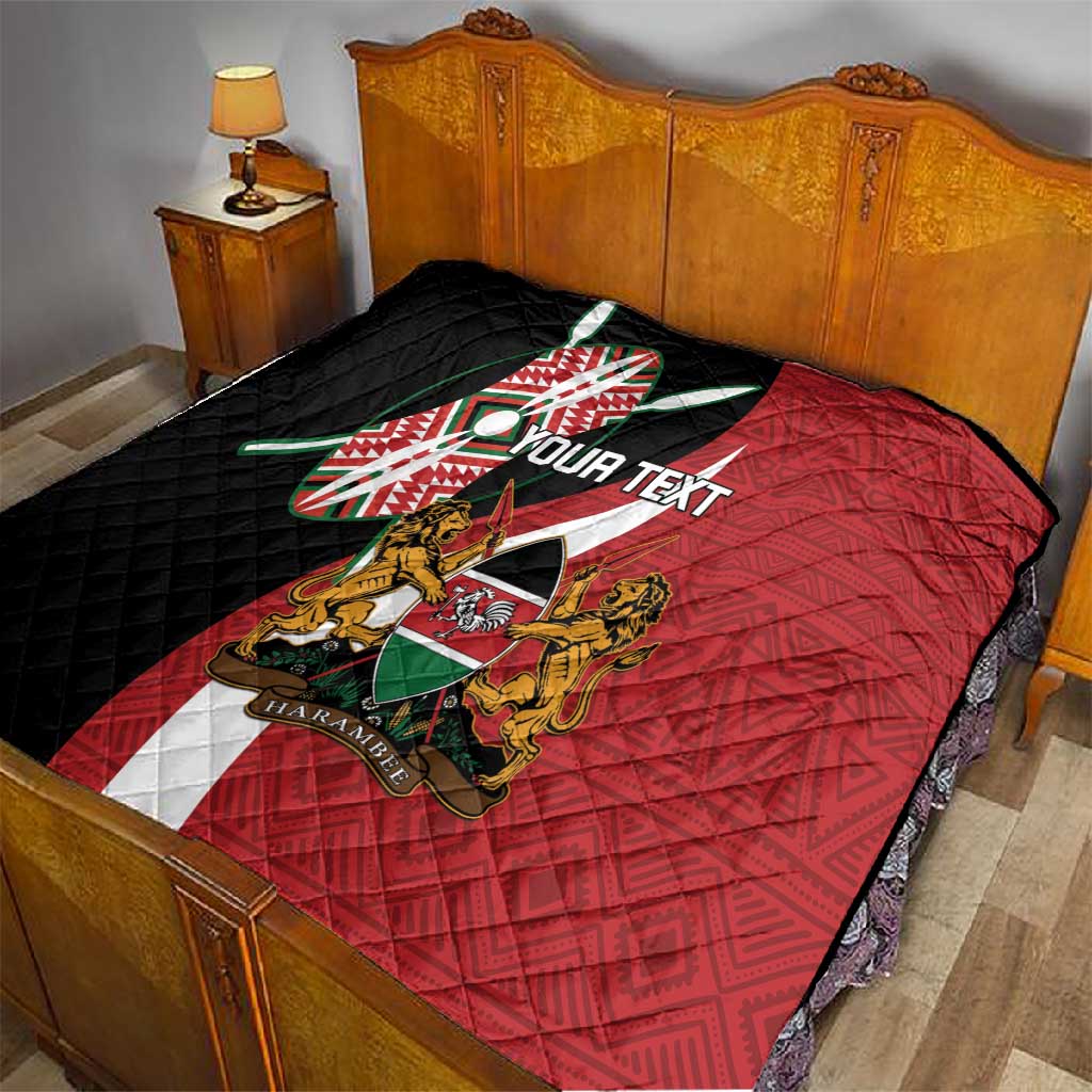 Custom Kenya Football Quilt Maasai Shield Coat Of Arms Style LT14