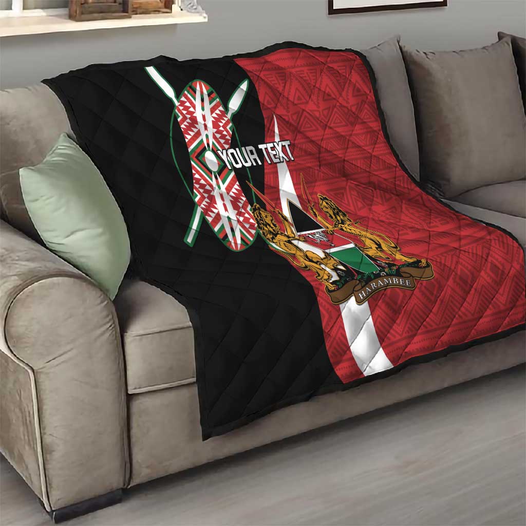 Custom Kenya Football Quilt Maasai Shield Coat Of Arms Style LT14