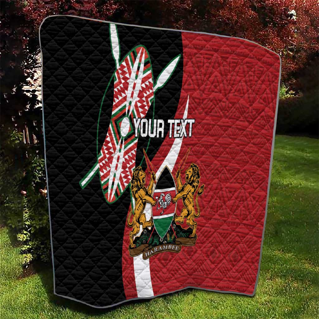 Custom Kenya Football Quilt Maasai Shield Coat Of Arms Style LT14