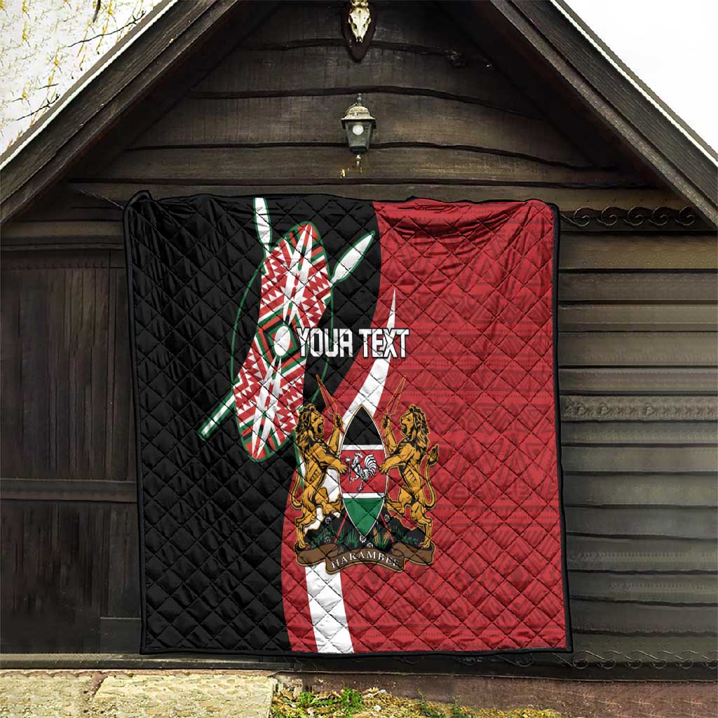 Custom Kenya Football Quilt Maasai Shield Coat Of Arms Style LT14